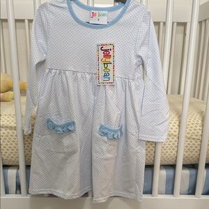 Jelly Beans Kids Blue and White Casual Dress